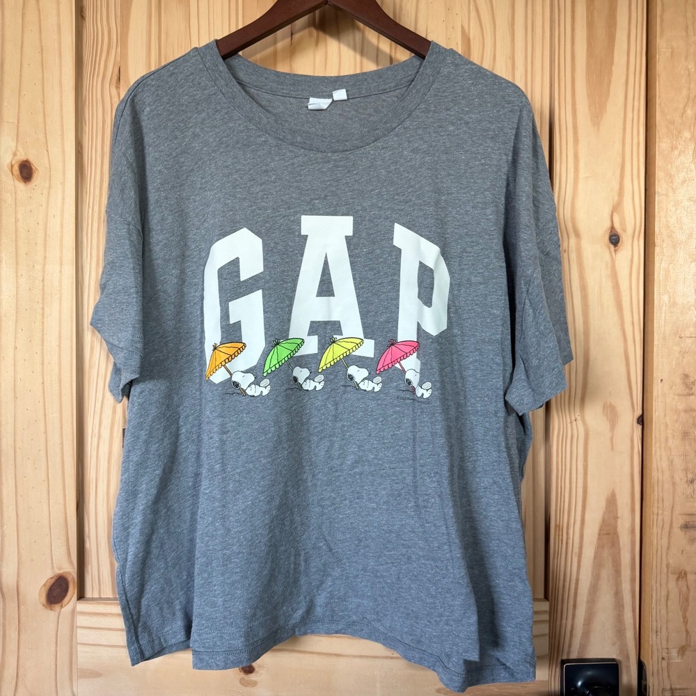 Gap Peanuts Snoopy Graphic T-Shirt Gray XXL Umbrella 524014-06 Summer 2023